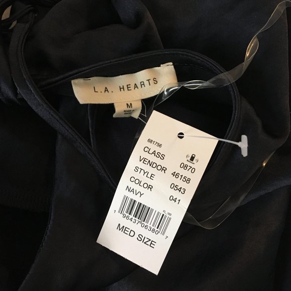 NWT Brand New - LA Hearts Bustier Satin Bustier Navy Midi Dress size Medium - Picture 3 of 6